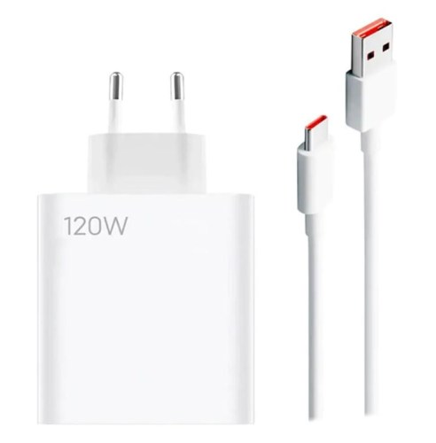 Carregador Xiaomi 120W Charging Combo + Cabo USB-A para USB-C Branco